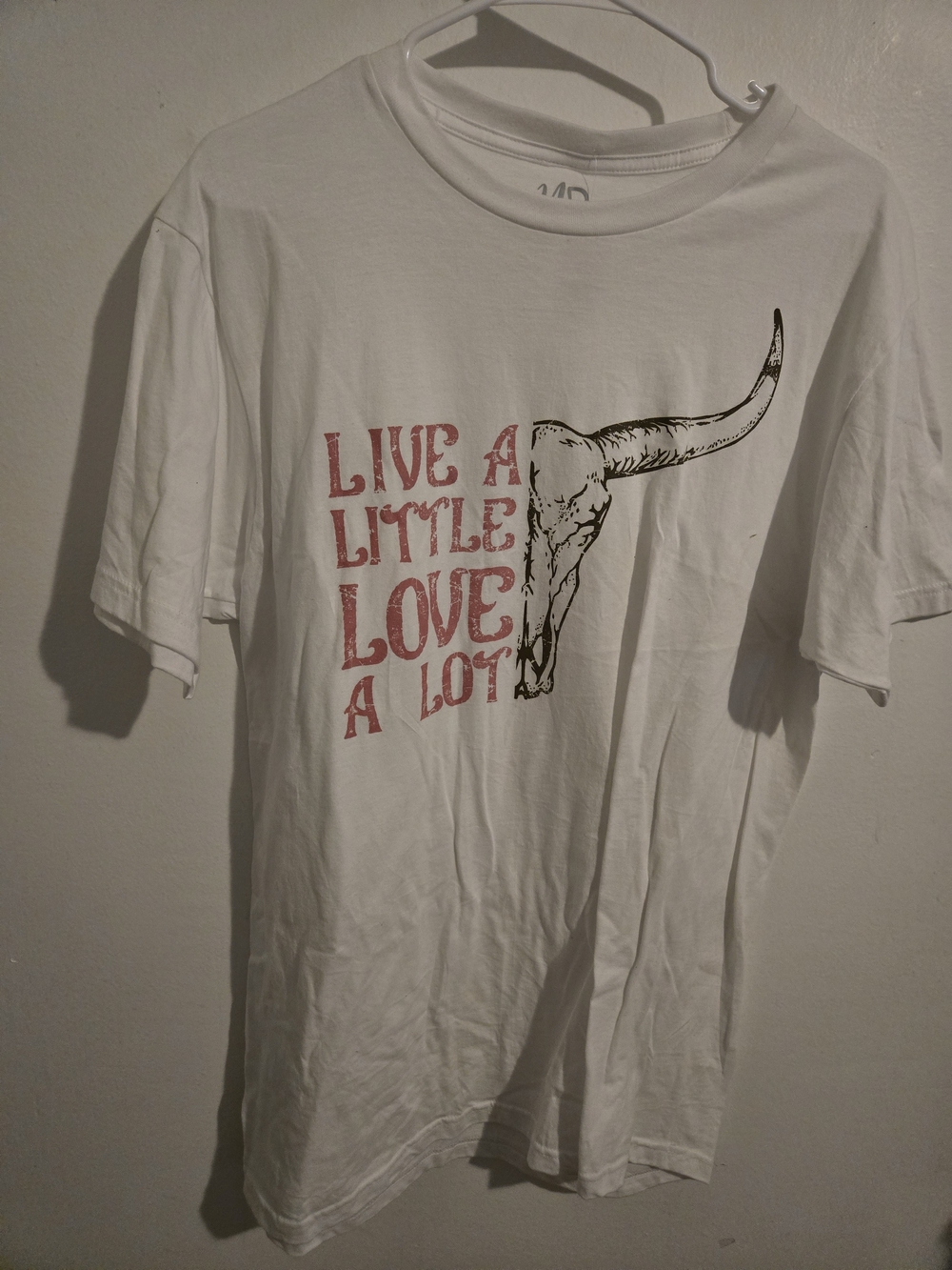 Not Rated White Short Sleeve Tee with Pink Text & Black Skull Graphic